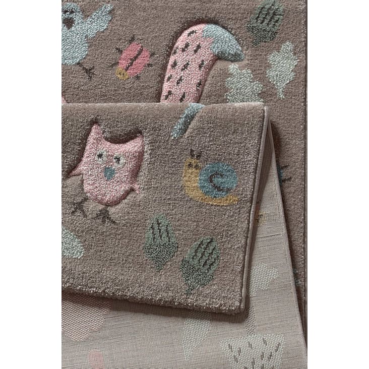 Tapis enfant motif animaux forêt taupe 133x200-Forest cropped-4