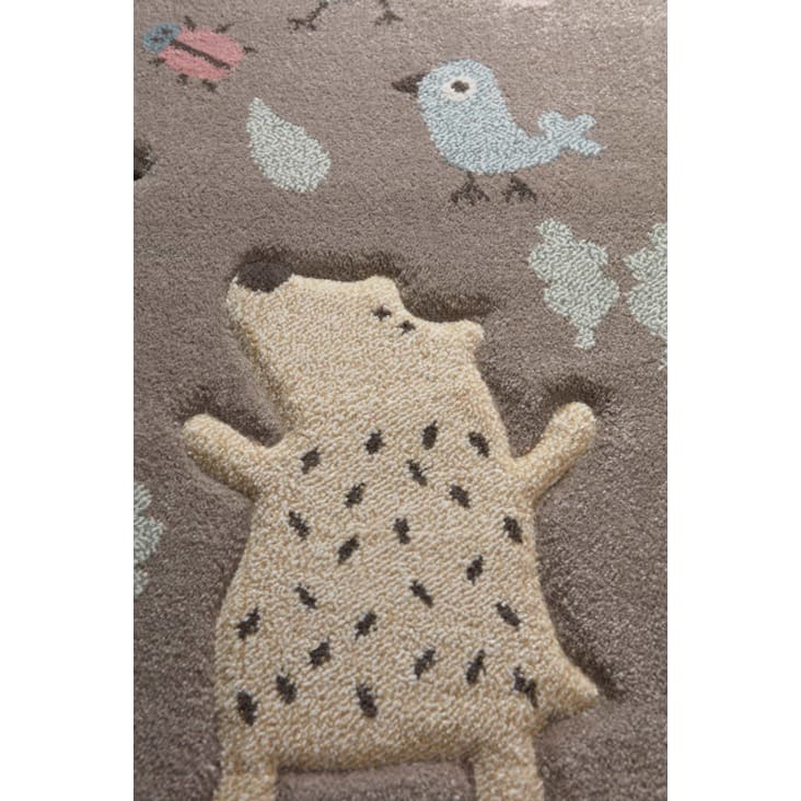 Tapis enfant motif animaux forêt taupe 133x200-Forest cropped-7