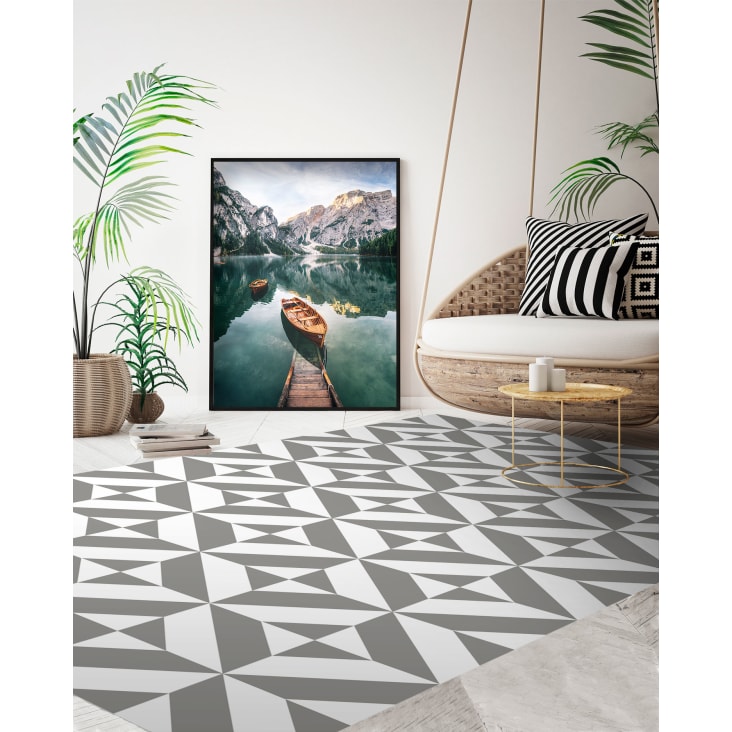 TARA - Tapis de salon à relief Palmier couleur uni Blanc 200x290cm