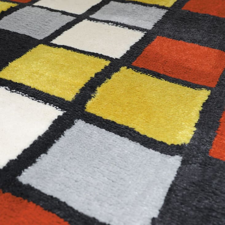 Tappeto effetto lana con piccoli quadrati multicolore 133x180 Karo