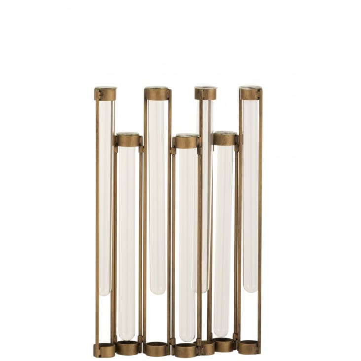 Vase 7 tubes en métal or et verre H39cm-TUBES