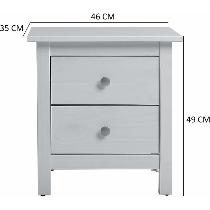 Table de chevet 2 tiroirs blanc, fabriqué en bois de pin massif-BETTY cropped-5