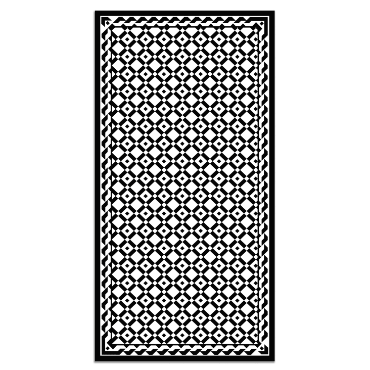Alfombra vinílica geometría cuadrados negro 60x200 cm-ALFOMBRAS MINIMALISTAS