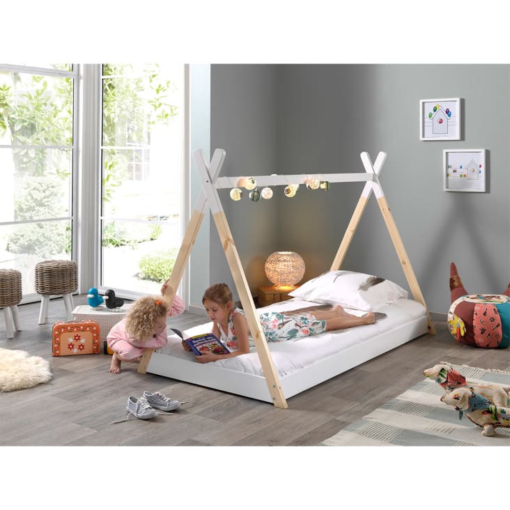 Lit tipi 90x200 sommier inclus blanc-- cropped-4