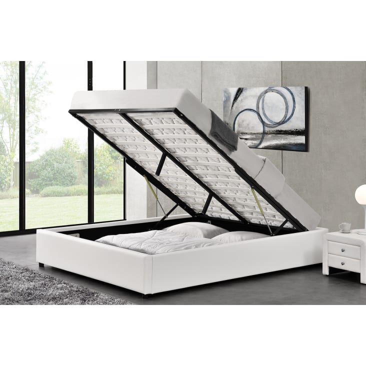 Estructura de cama blanca con caja almacenaje 140 x 190 cm | du Monde