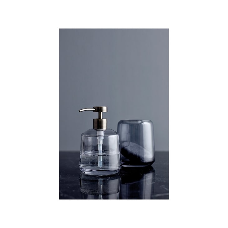 Distributeur de savon en verre gris tourterelle-VINTAGE cropped-2