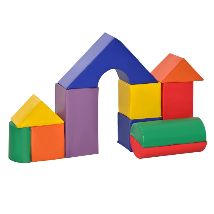 HOMCOM 11 Blocs de construction en mousse modules de motricité jouets  éducatifs interactifs fait en PU et EPE certifié multicolore bon cadeau  pour enfants module