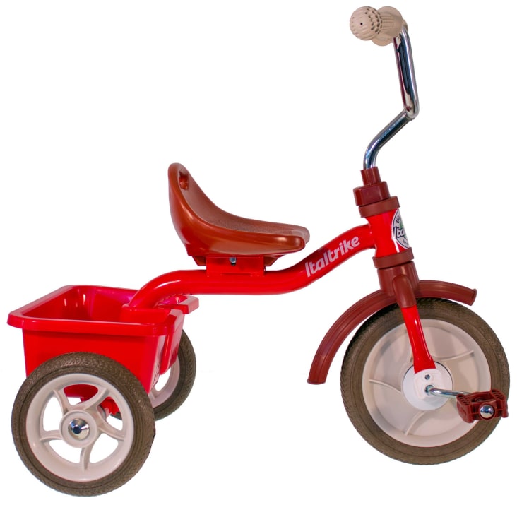 Tricycle en métal rouge avec benne Transporter Italtrike cropped-2