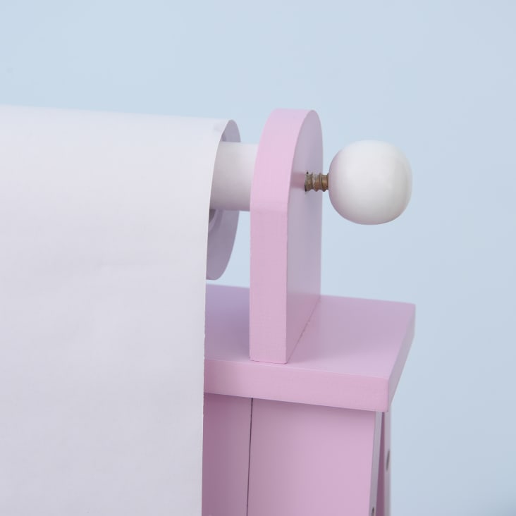 Tableau blanc & à craie enfant rouleau papier rangement intégrés rose