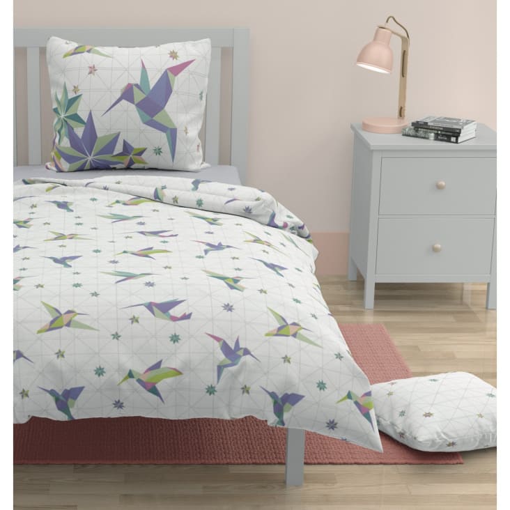 Parure De Lit Simple 140x200 Cm - 100% Coton Oeko-Tex - Housse De Couette + Taie - Imprimé Bleu