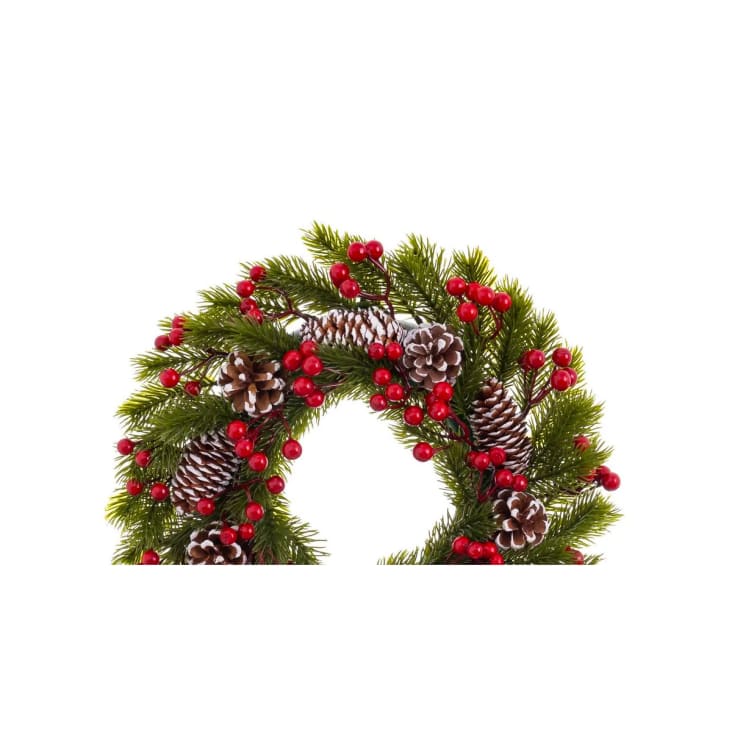 Couronne de l'Avent synthétique décoration Noël houx et sapin D30cm HOUX
