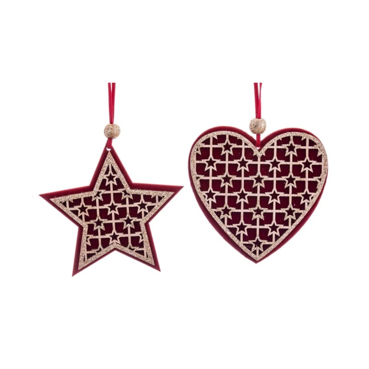 Décoration de Noël en bois coeur + étoile H18cm BOIS