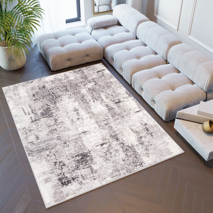 Alfombra de salón gris claro crema vintage suave 200 x 300 cm SKY