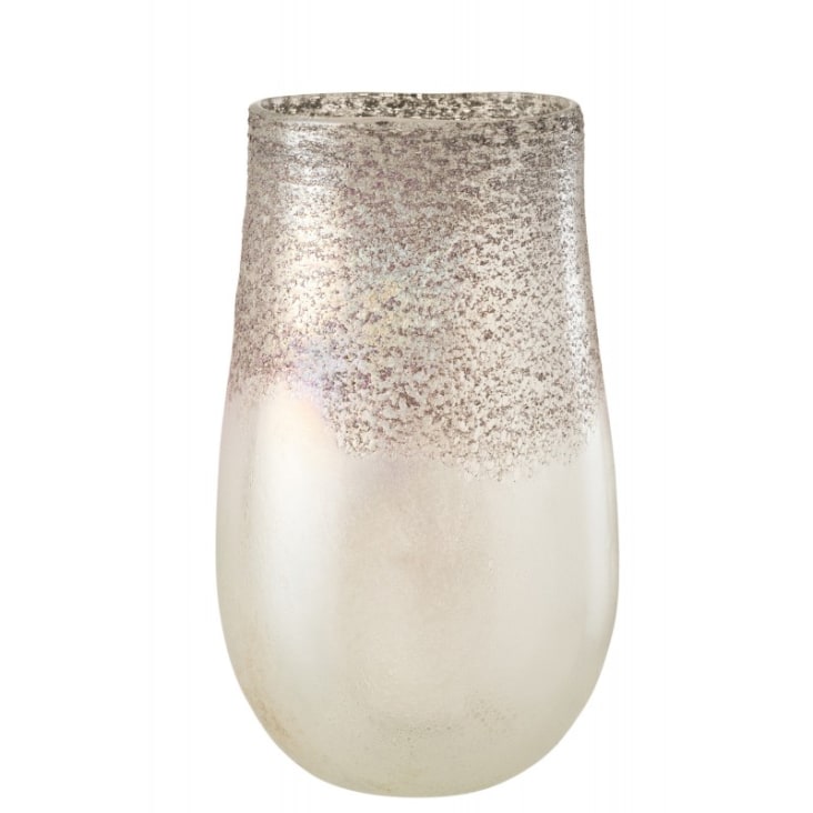 Vase verre gris/rose H30cm-MILANO