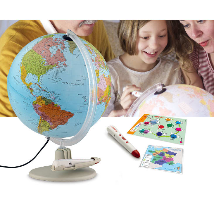 ORBIT GLOBES & MAPS Globe lumineux pour enfant de 25 cm avec animaux, pied  en plastique, avec pied en plastique rigide solide, image de carte  allemande avec de nombreuses illustrations pour les 
