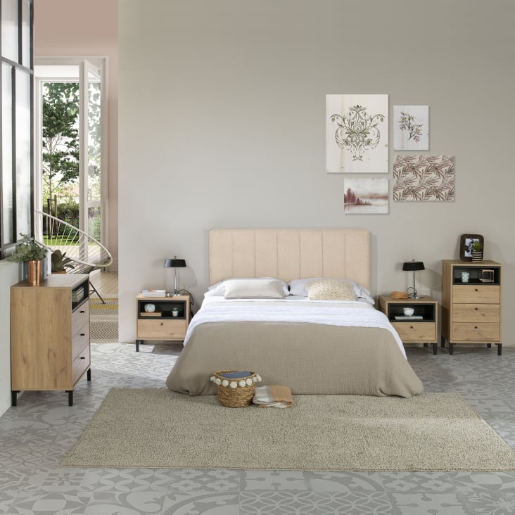 Cabecero tapizado 140x60 cm color beige, para cama 135 cm CRETA