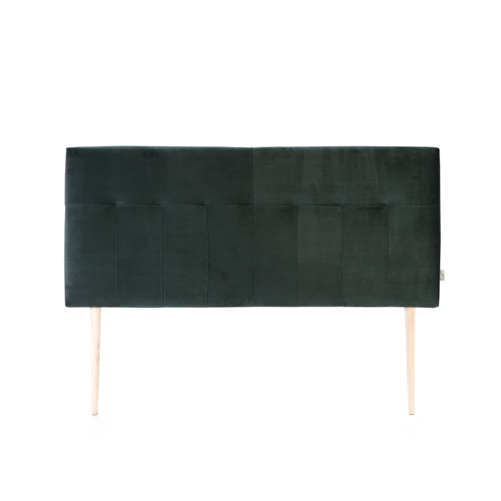 Cabecero tapizado 140x100 cm verde, para cama 135, patas de madera NAPOLES