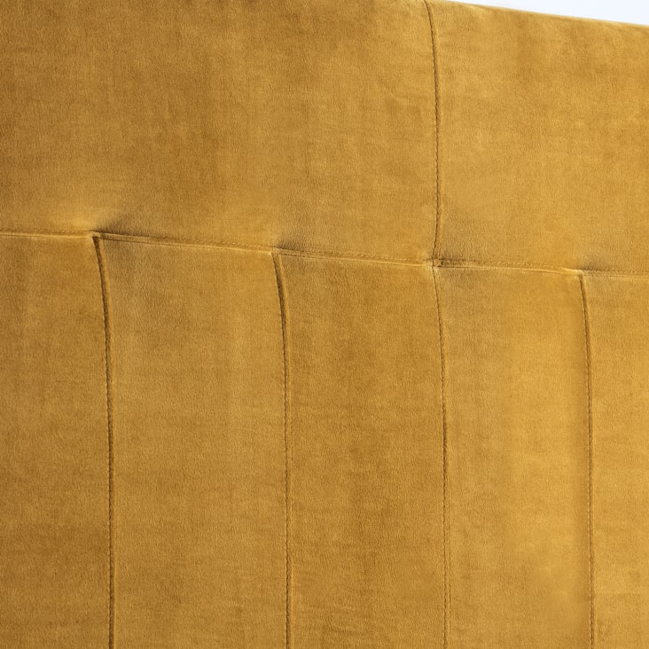 Cabecero tapizado 140x100 cm mostaza, para cama 135, patas de madera NAPOLES
