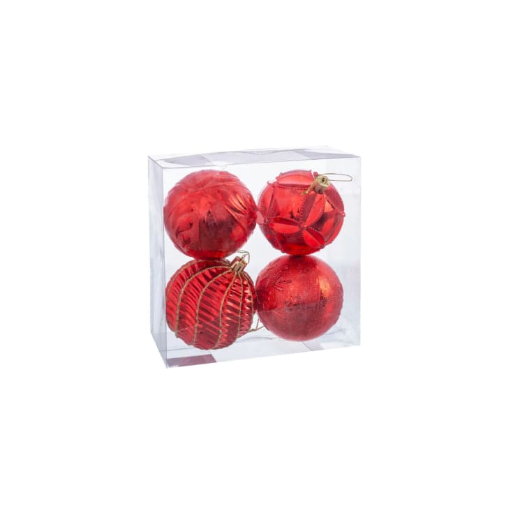 Lot De 28 Boules De Noël Rouges En Plastique - Décorations Sapin Festives Variées - Incassables