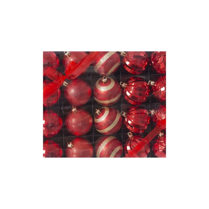Set de 20 boules de Noël rouges décorées 6cm cropped-2