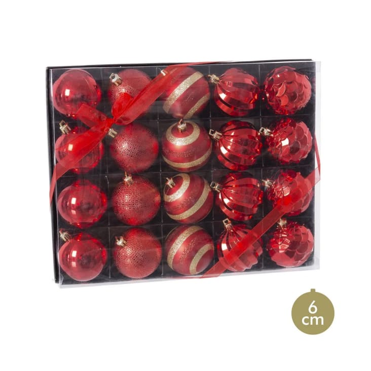Set de 20 boules de Noël rouges décorées 6cm cropped-3