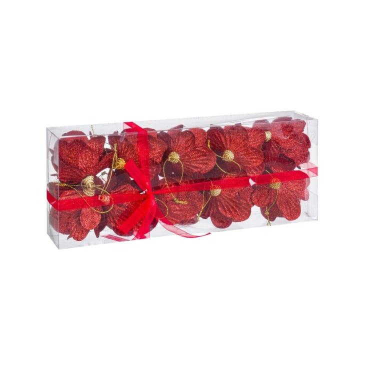 Set de 10 boules de Noël rouges pommes de pin 6cm-POMMES DE PIN