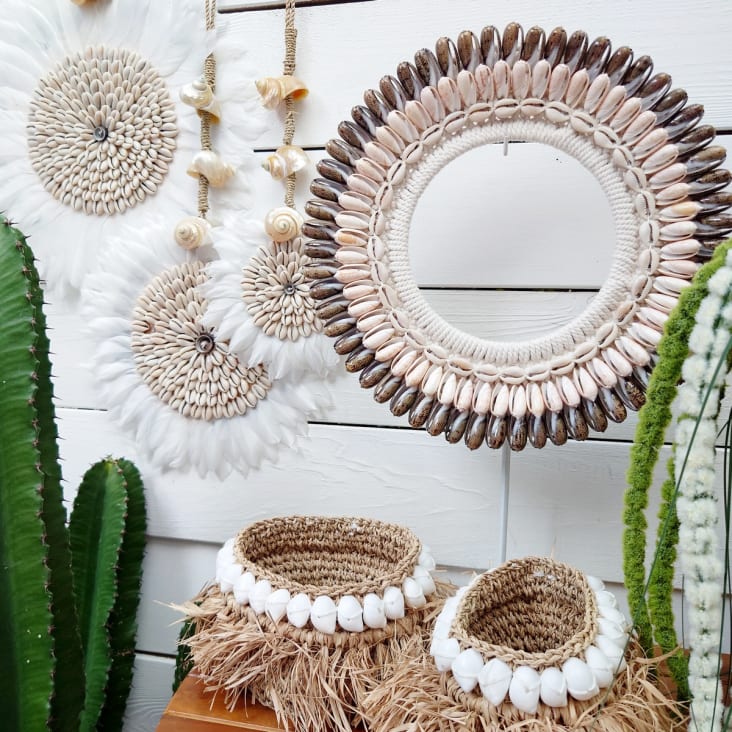 Coprimanico Borsa All'Uncinetto Fatto A Mano - Fiori In Cotone Beige E Marrone 12'' - Foto 3