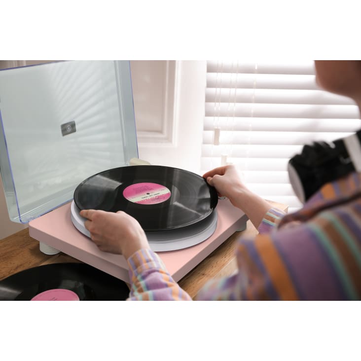 Platine vinyle avec haut-parleurs intégrés et encodage usb rose cropped-2