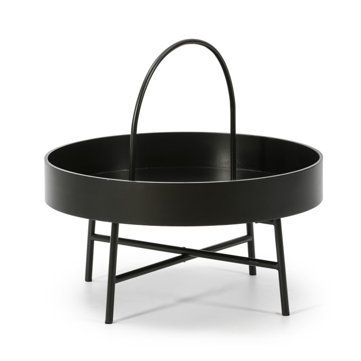 Tavolino da caffè rotondo, in mdf nero, diametro: 60 cm-MANILA