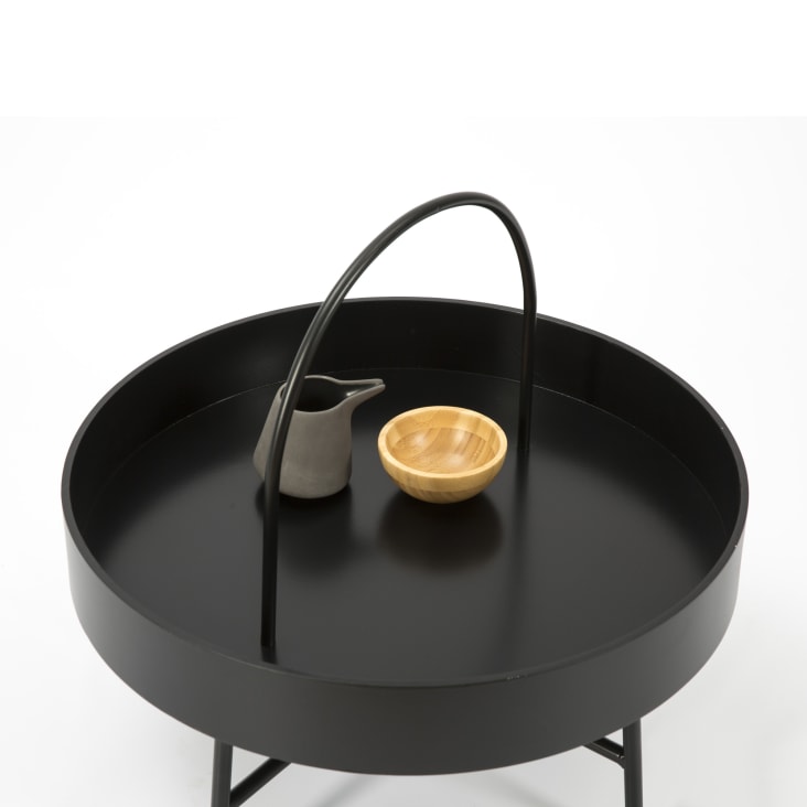 Tavolino da caffè rotondo, in mdf nero, diametro: 60 cm-MANILA cropped-3