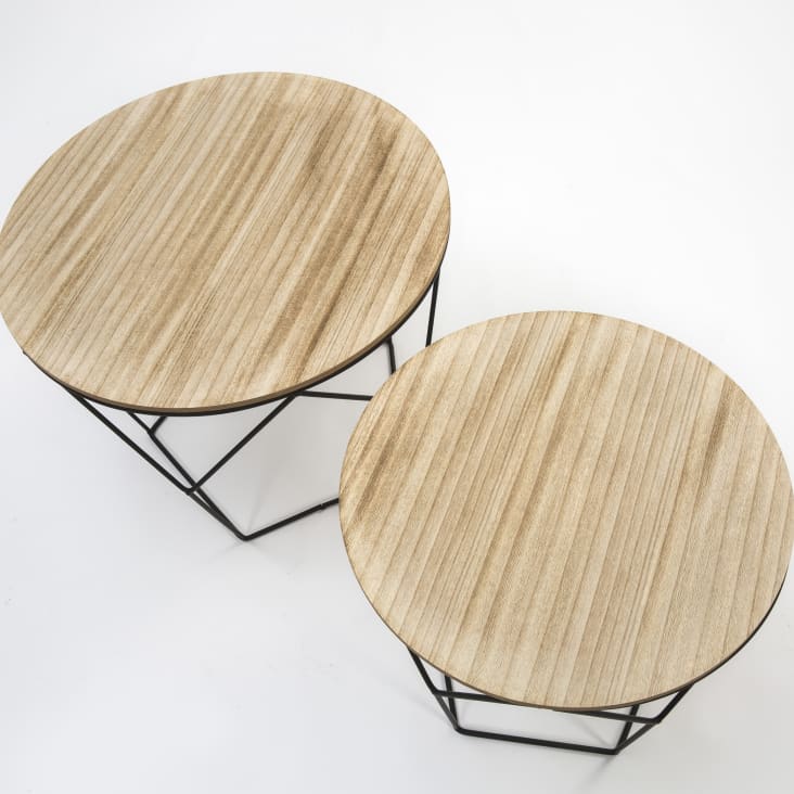 Set de 2 Tables basses,plateau en placage de bois naturel-TOKIO cropped-3