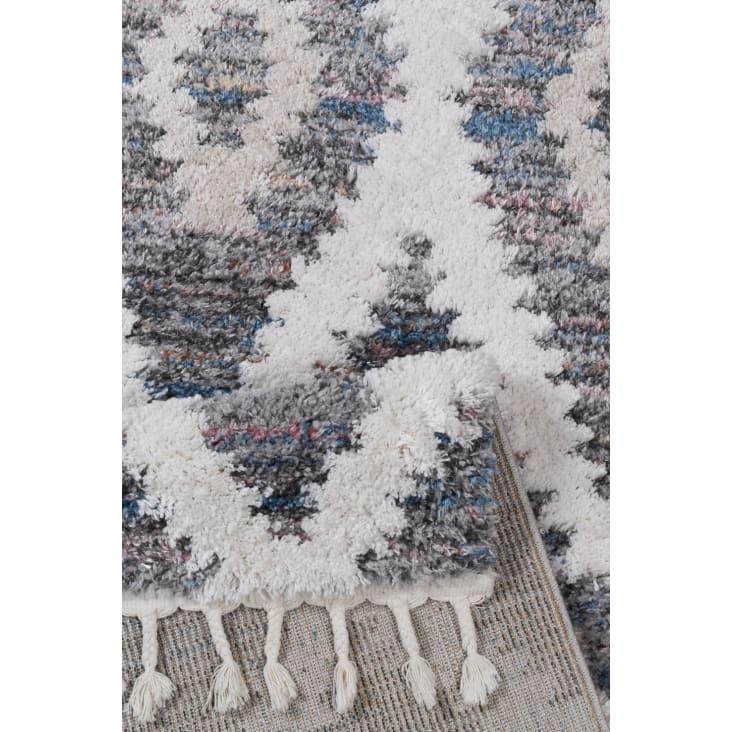 Tapis de salon à franges - motif aztèque gris et blanc - 120x170cm-HONORE cropped-3
