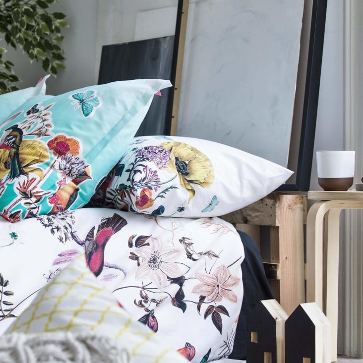 Funda de almohada 100 algodon multicolor 50x75 cm x2 cama 150 160 Birds of paradise Maisons du Monde