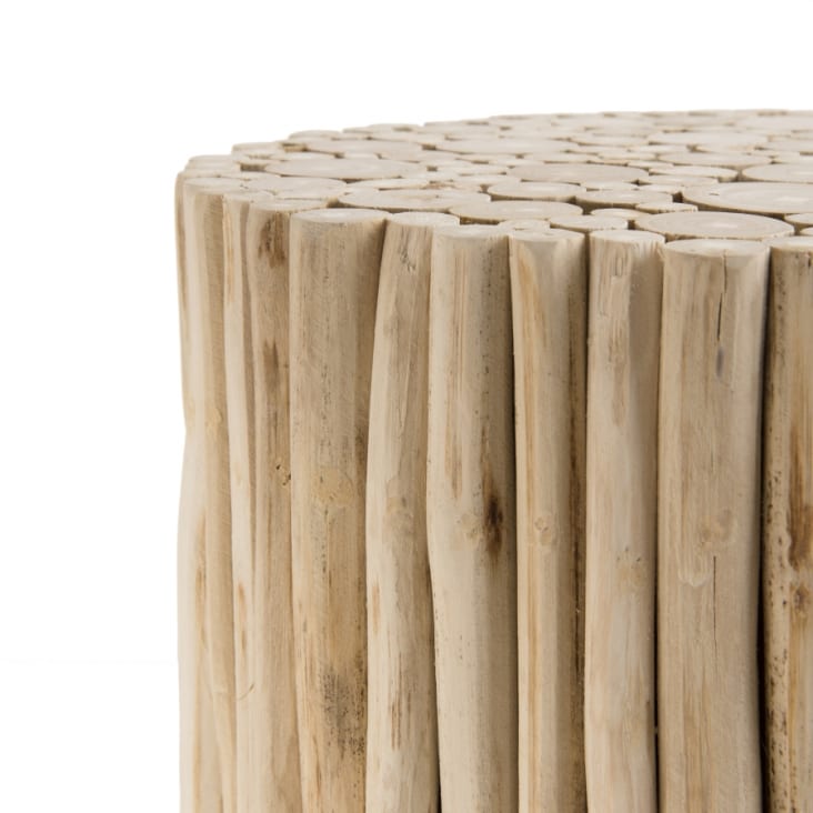 Mesa auxiliar redonda de madera maciza de olmo 46 diam cm. – DERBE