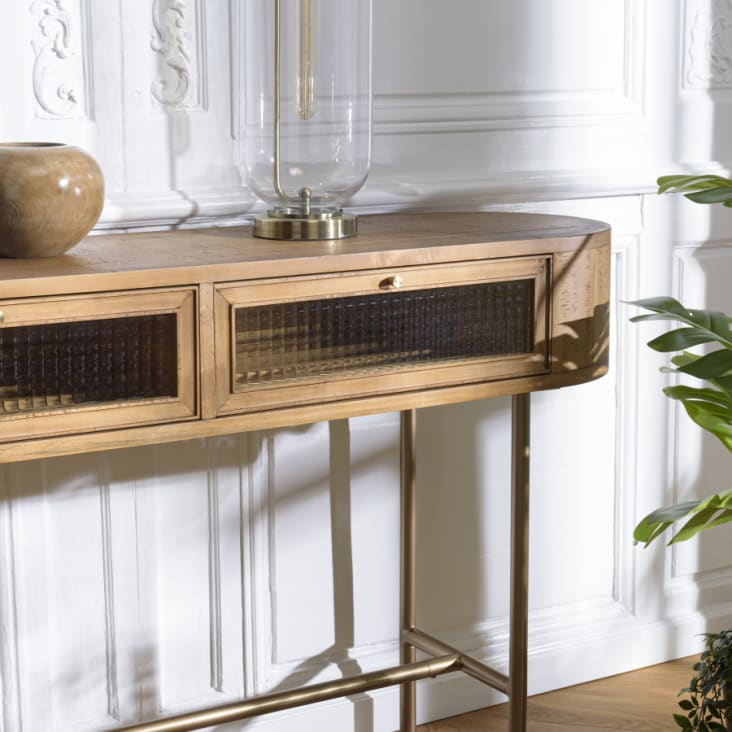 Console couleur naturel 2 tiroirs-Yseult cropped-3