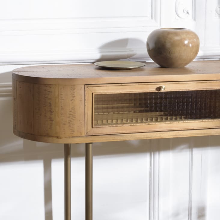 Console couleur naturel 2 tiroirs-Yseult cropped-4