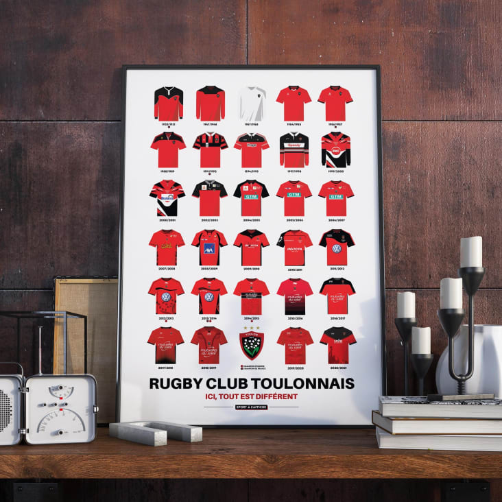 Affiche Rugby - RC Toulon - Maillots Historiques 40 x 60 cm-RUGBY cropped-5