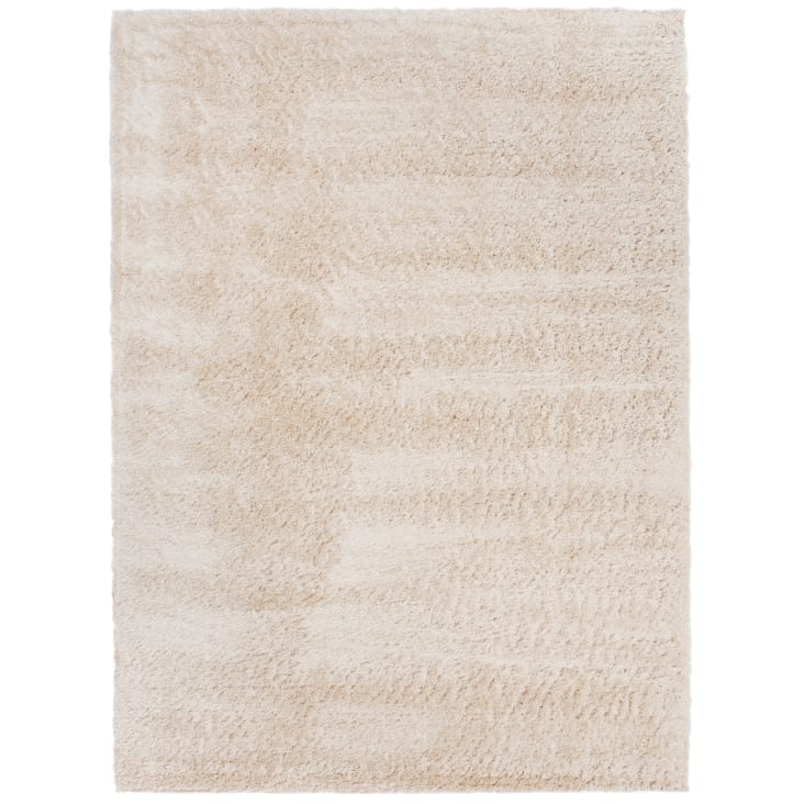 Tappeto salotto beige monocromatico shaggy peloso 140x200 VERSAY