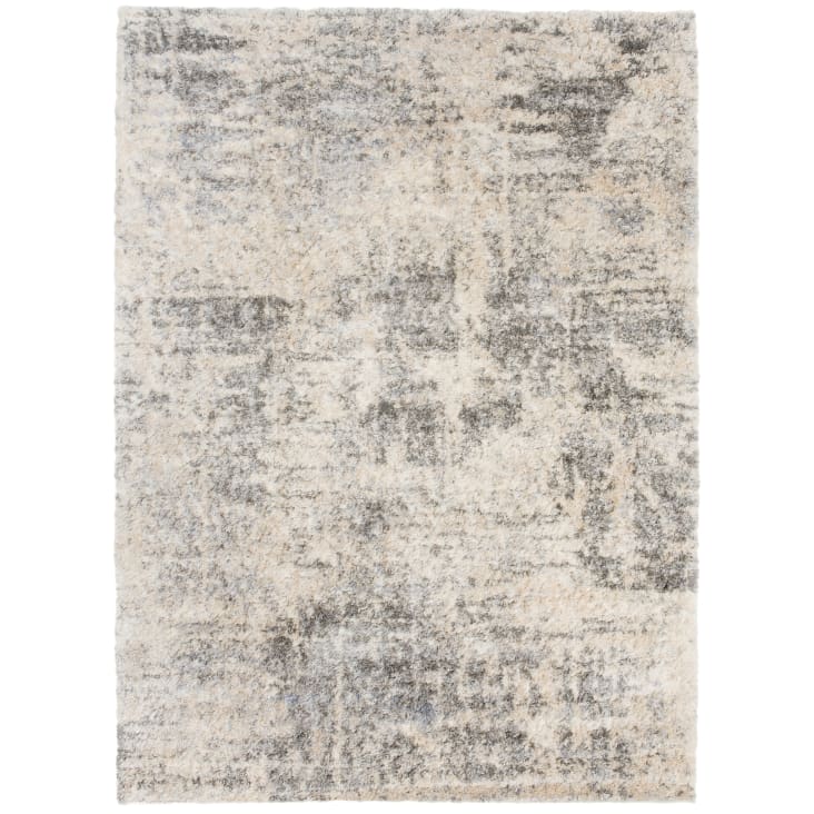 Alfombra de salón beige claro gris rayas shaggy 200 x 300 cm-VERSAY