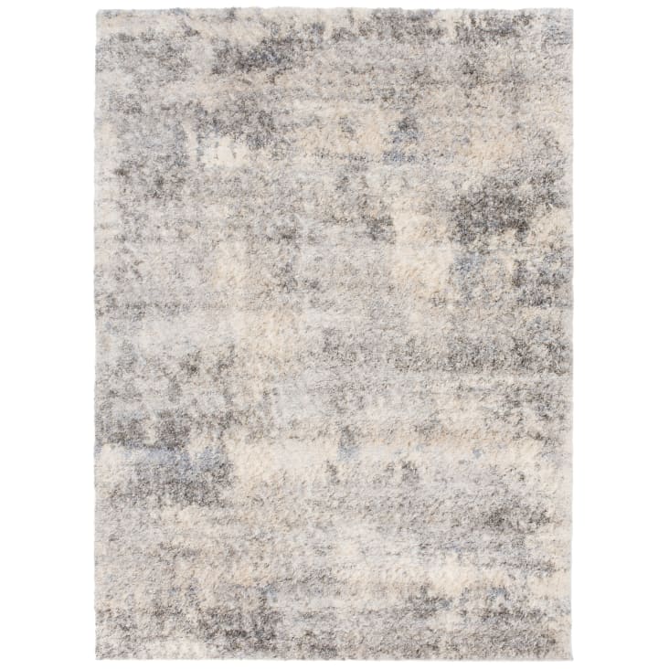 Alfombra de salón gris beige rayas shaggy 160 x 230 cm VERSAY
