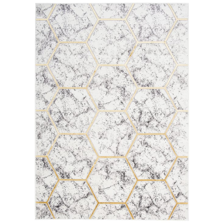 Tappeto salotto crema oro grigio astratto geometrico 300x400 SHINE