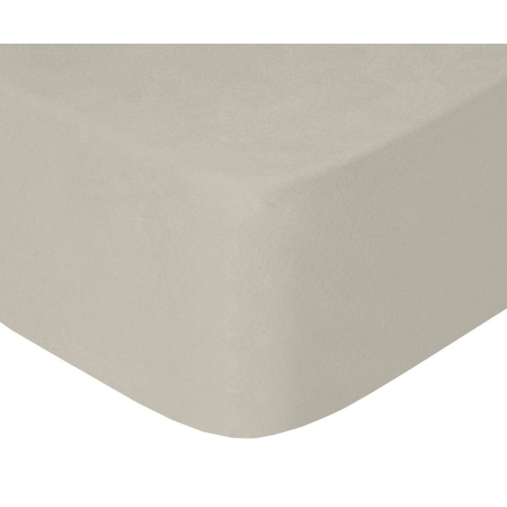 Sábana bajera de punto ajustable 100% algodón beige cama 150/160 cm LINEN