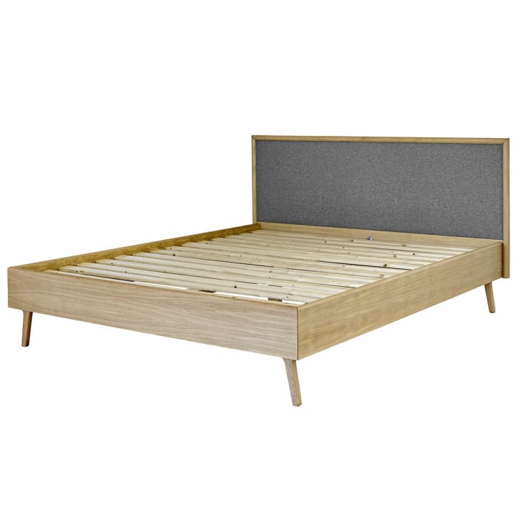 Cama con somier y colchón madera maciza natural 120x190 cm | Maisons du  Monde