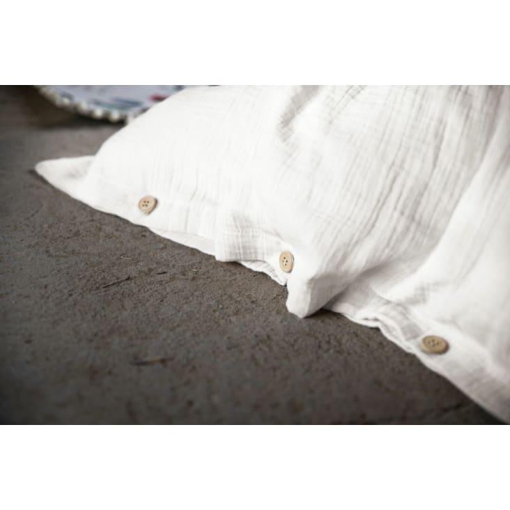 Housse de couette gaze de coton blanc 140x200 cm-Blanc cropped-2