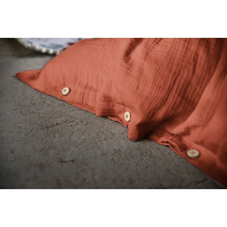 Housse de couette gaze de coton rouge 260x240 cm-Orange cropped-3