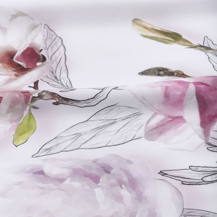 Housse de couette imprimé floral en percale Coton Blanc 220x220 cm-SIRWATER cropped-3