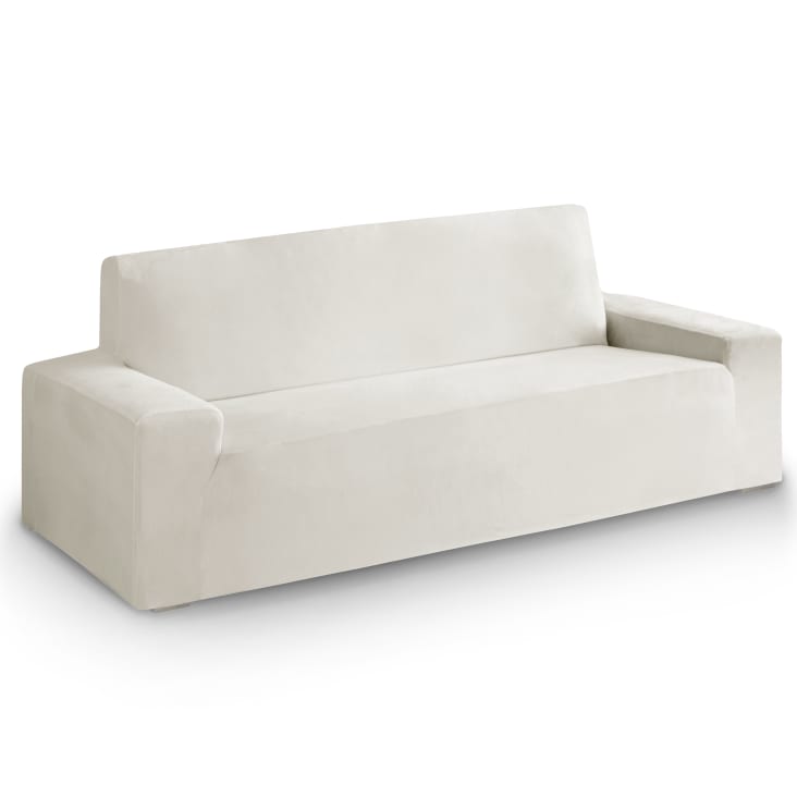 Funda de sofá bielástica de terciopelo marfil 175 - 225-VELVET