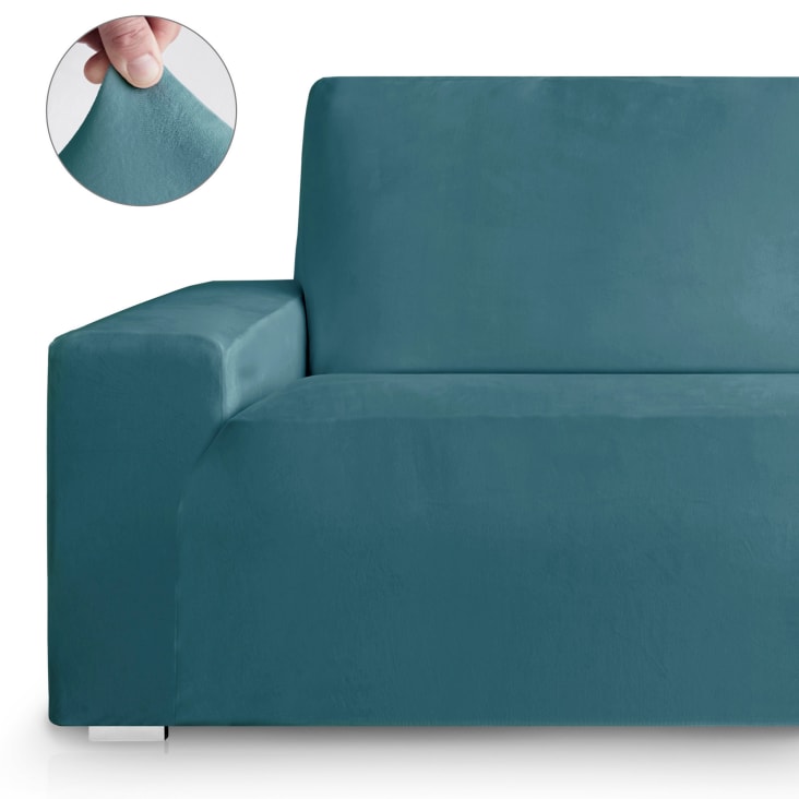 Funda de sofá bielástica de terciopelo azul 225 - 270-VELVET cropped-3