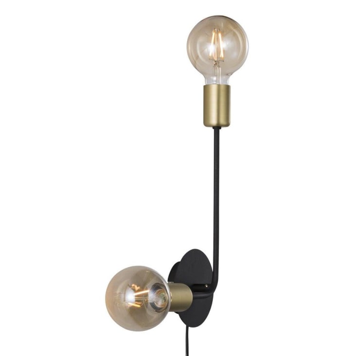 Aplique de pared negro de metal con 2 puntos de luz JOSEFINE