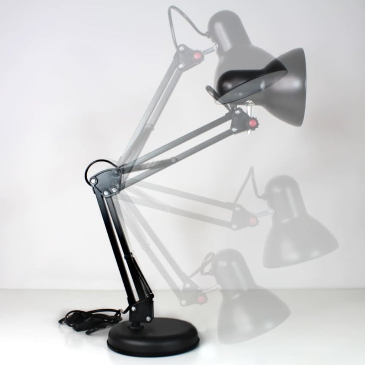 Lampe de bureau articulée rétro en métal noir-AVATI cropped-4